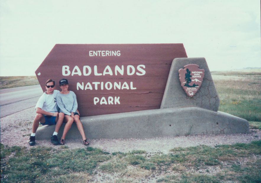 <strong>Summer visit:</strong> In summer 1992, Katy visited Randy in the US. Here's the two at Badlands National Park in South Dakota. "When she went back to England, that's when it hit me, 'Oh my gosh, I really like this girl. She is great. I really miss her,'" says Randy.