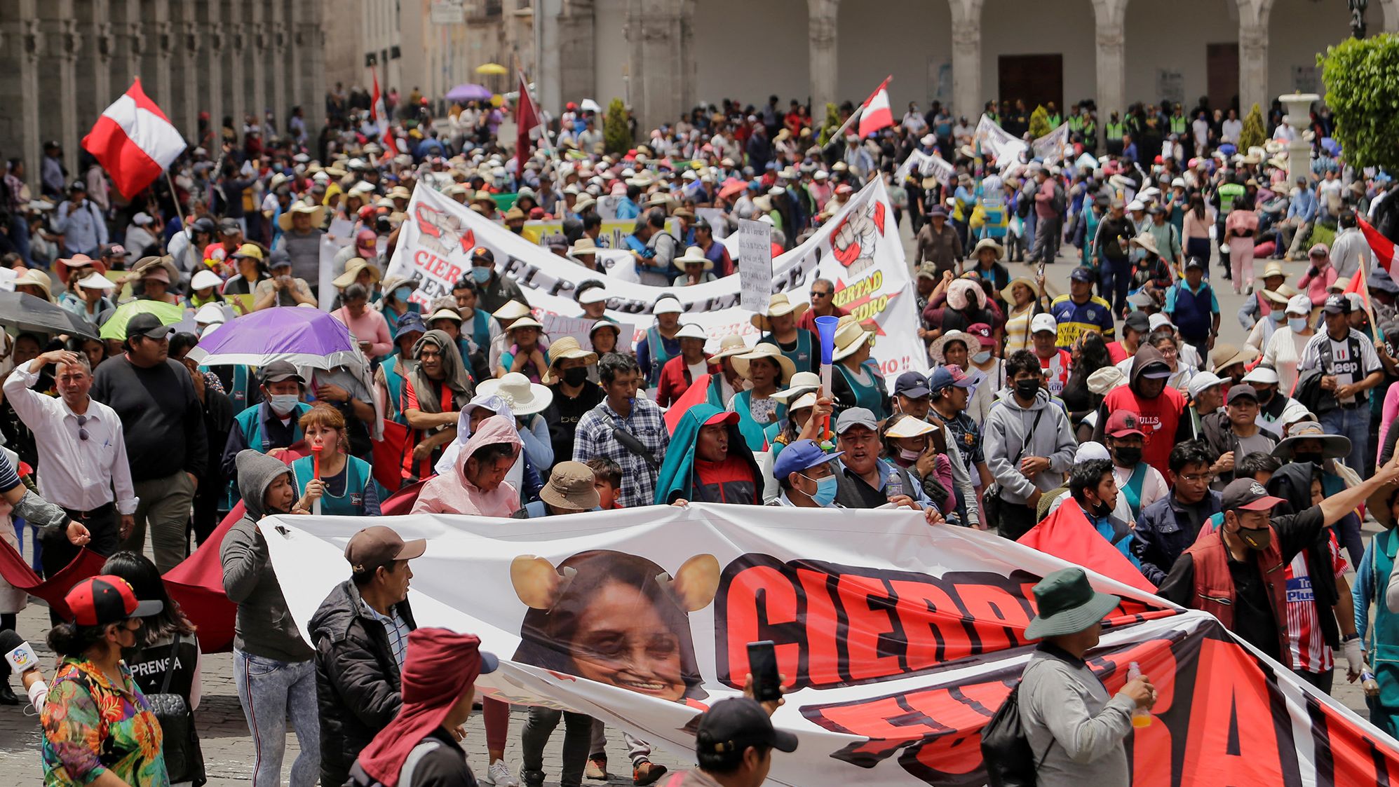 Protesters in Arequipa, Peru. 