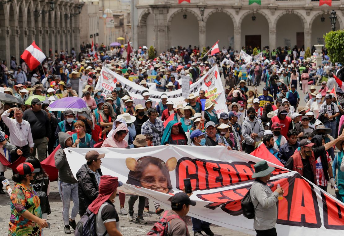 Protesters in Arequipa, Peru. 