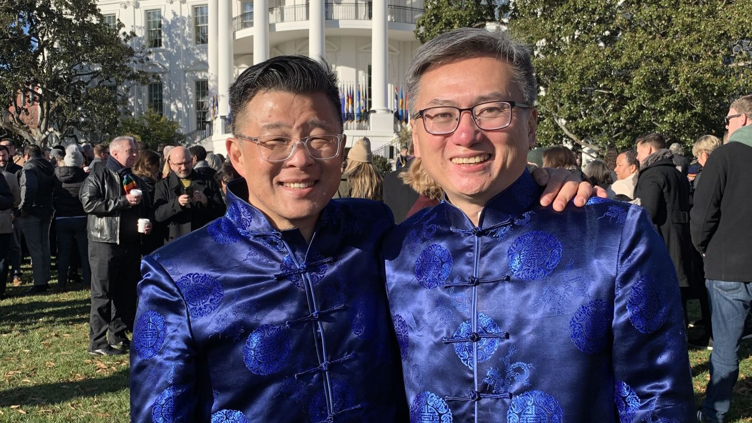 Curtis Chin and Jeffrey S. Kim at the White House signing of the Respect for Marriage Act.