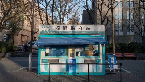 A closed Covid testing booth in Beijing, China, on Tuesday, December 13.