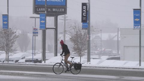 A cross-country storm dumped snow in Provo, Utah, on Tuesday.