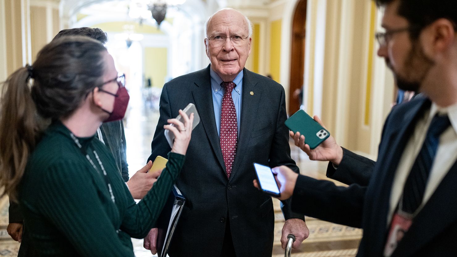 Sen. Patrick Leahy walks to the Senate Democrats' lunch in the Capitol on December 13, 2022.