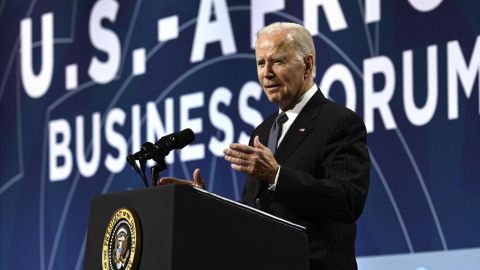 President Joe Biden speaks at the US-Africa Business Forum on Wednesday.