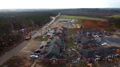 Kerusakan akibat badai terlihat di Farmville, Louisiana, pada 14 Desember 2022.