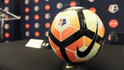 NEW YORK, NY - FEBRUARY 02: View of a soccer ball during the Lifetime National Women's Soccer League press conference on February 2, 2017 in New York City.  (Photo by Craig Barritt/Getty Images for Lifetime)