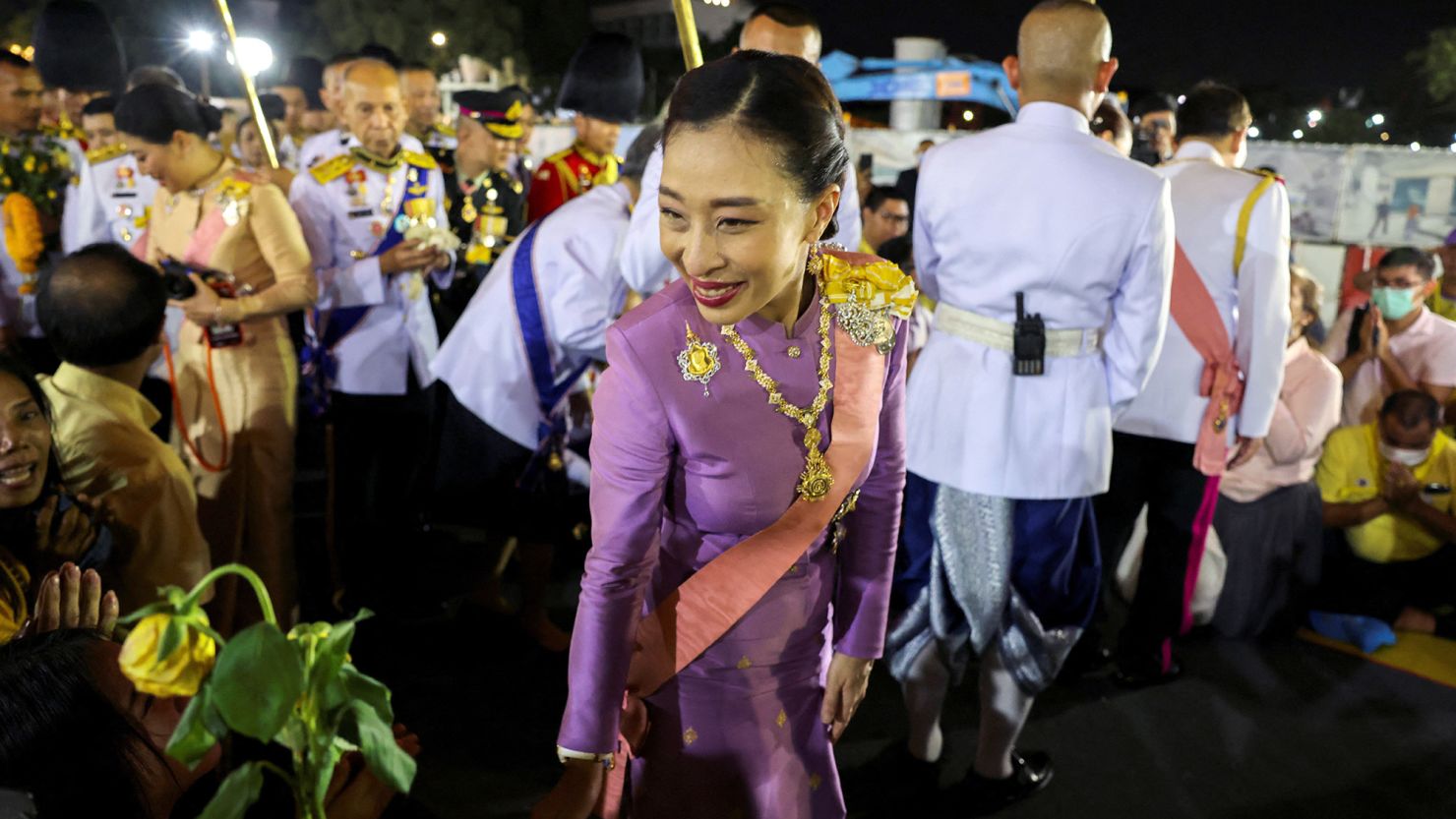 Thailand's Princess Bajrakitiyabha greets well wishers in Bangkok on October 23, 2020. 