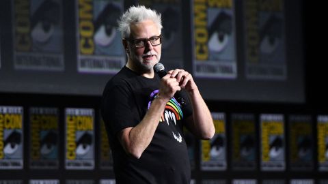 Director James Gunn presents "Guardians of the Galaxy Vol. 3" at the Marvel panel in Hall H of the convention center during Comic-Con International in San Diego, California, July 23, 2022. 