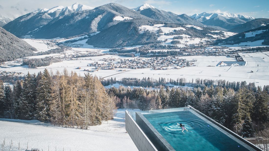 <strong>Alpin Panorama Hotel Hubertus, Sorafurcia: </strong>With one of the most striking infinity pools in northern Italy -- the Sky Pool -- the family-run Hotel Hubertus is an architectural marvel.