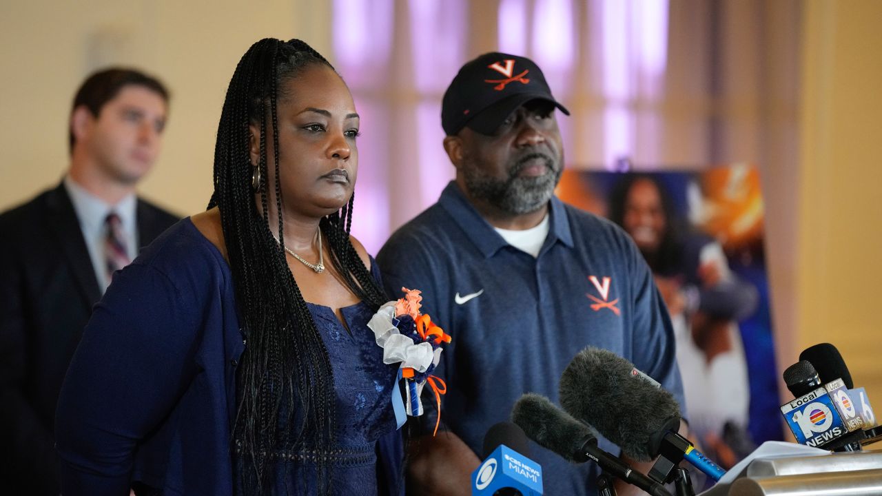 Happy and Sean Perry talk about their son, D'Sean Perry, a University of Virginia football player who was killed last month in a shooting on a bus on campus.