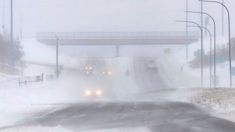 Visibility was significantly reduced Thursday on Interstate 94 near Bismarck, North Dakota.