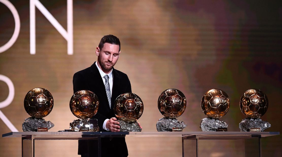 Messi collects his sixth Ballon d'Or award in 2019. He added a seventh in 2021.