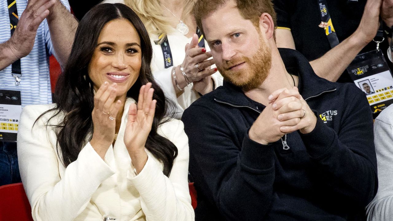Prince Harry and wife, Meghan pictured in The Hague on April 17, 2022. 