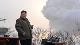 North Korea says it "succeeded" in the static firing of a high-thrust solid-fuel motor at a satellite launching ground site on Thursday, North Korea state news agency KCNA said.
North Korean leader Kim Jong Un attended the test. According to KCNA, the test provided a "guarantee for the development of another new-type strategic weapon system."
