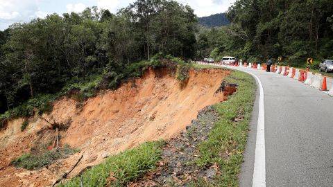 The landslide is shown in Batang Kali on Friday, December 16, 2022. 