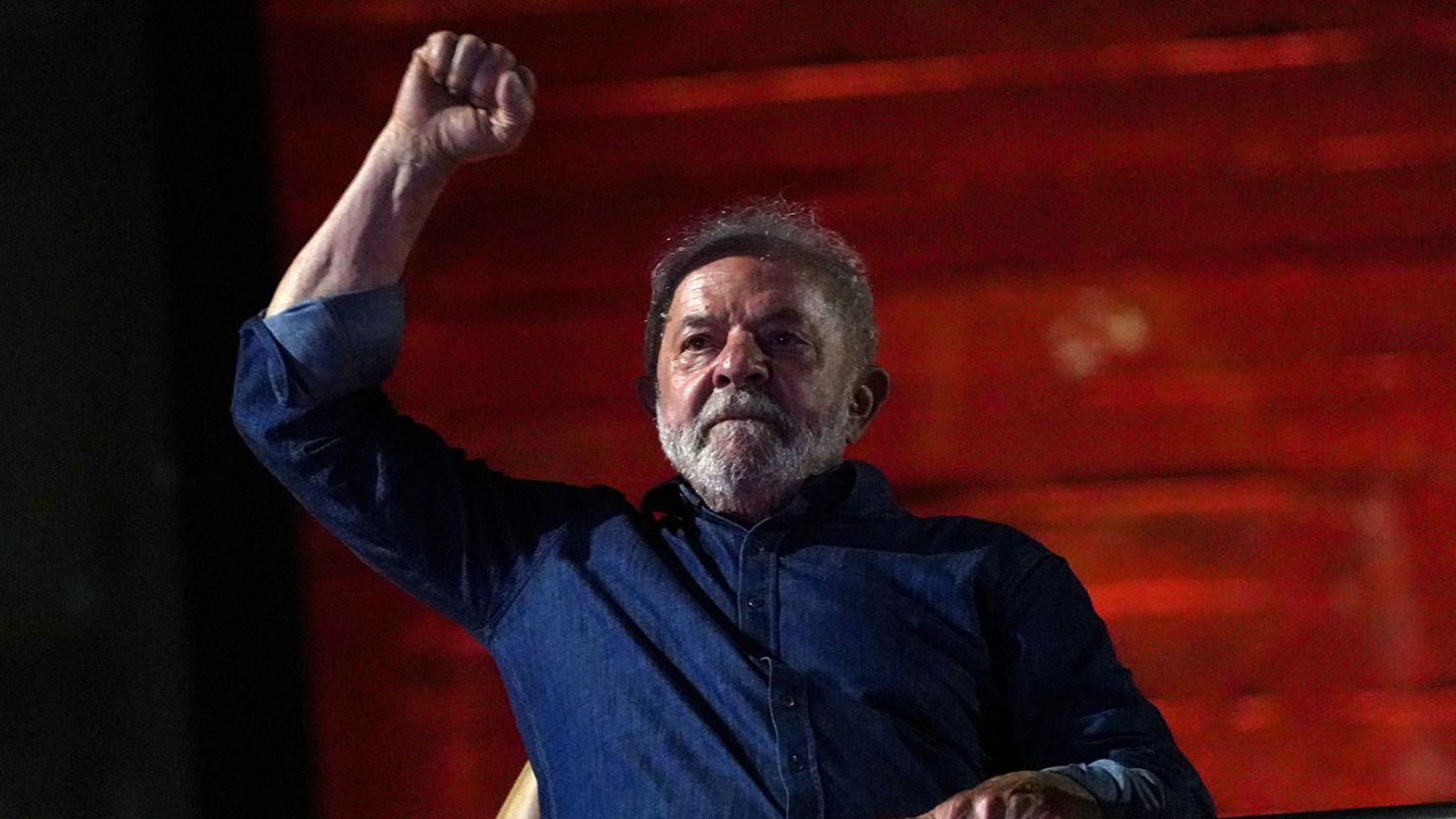 Brazil's former President and presidential candidate Luiz Inacio Lula da Silva reacts at an election night gathering on the day of the Brazilian presidential election run-off, in Sao Paulo, Brazil, October 30, 2022.