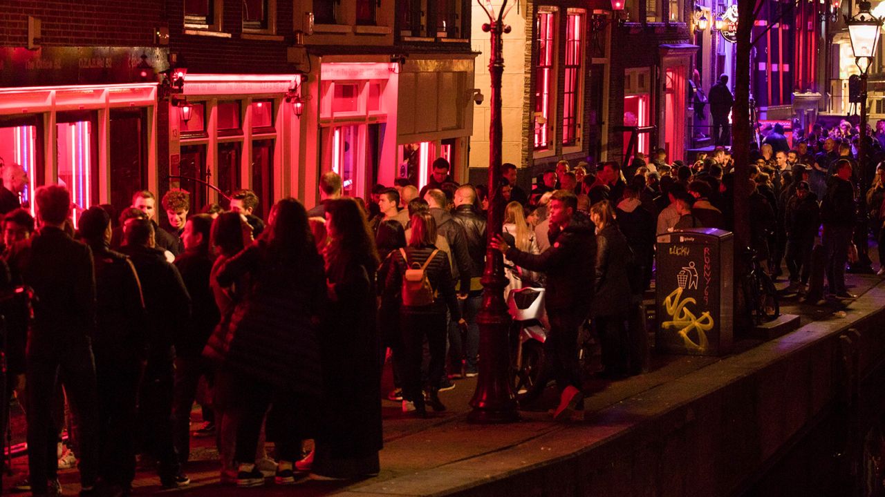 Tourists throng the neighborhood in this photo taken pre-pandemic in March 2019. 