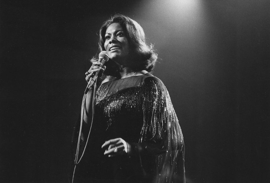 Singer Dionne Warwick performs in London in 1975.