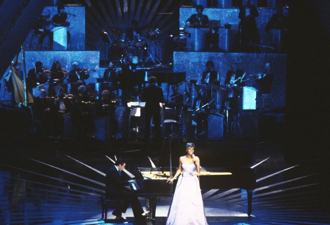 Warwick performs at the Academy Awards in 1981. She performed the song "People Alone," which was nominated for best original song.