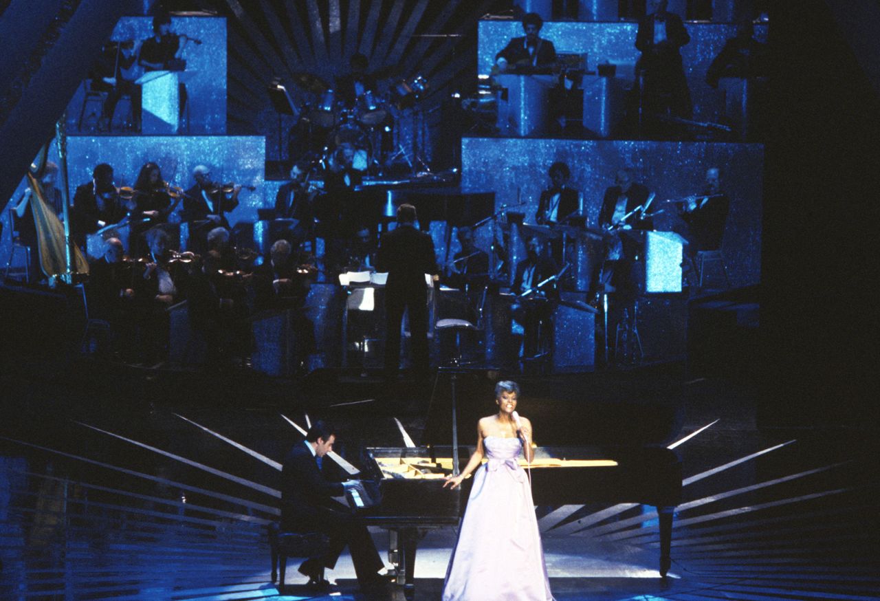 Warwick performs at the Academy Awards in 1981. She performed the song "People Alone," which was nominated for best original song.