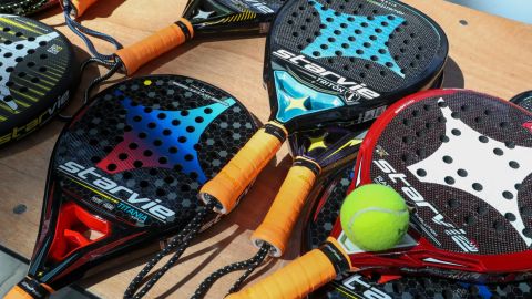 Padel rackets have a different shape and size than those used in tennis or squash. 