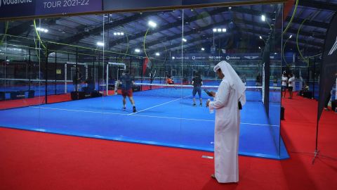 A padel court is seen in the Qatari capital Doha earlier this year.