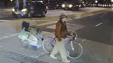 Authorities are asking for the public's assistance in identifying the alleged attacker of a 63-year-old man in Central Park on Wednesday. The suspect fled on a bicycle with an attached trailer that had a sign reading "Hungry Disabled," according to police.