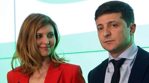 Then-presidential candidate Volodymyr Zelenskyy and his wife Olena Zelenska, March 2019.