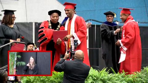 Chris Paul receives his diploma from Winston-Salem State University in North Carolina.
