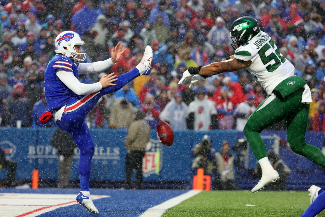 The Bills defeated the New York Jets 20-12 in icy conditions at Highmark Stadium in Buffalo on Sunday.