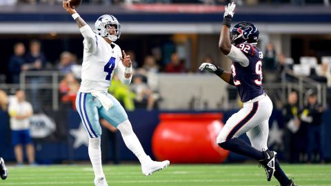 Cowboys quarterback Dak Prescott throws a pass en route to a 27-23 victory over the Houston Texans on Sunday.