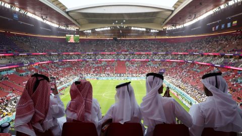 Fans enjoy the pre-match atmosphere prior to the World Cup's first game. 