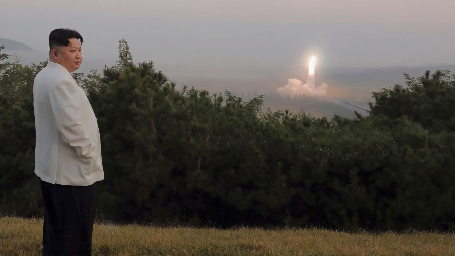 Kim Jong Un inspects a missile test in a photo provided by the North Korean government and said to have been taken sometime between Sept. 25 and Oct. 9. 