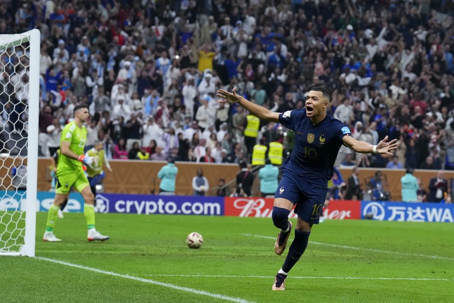 Mbappé scored a penalty late in extra time to force the shootout. He scored all of France's three goals.