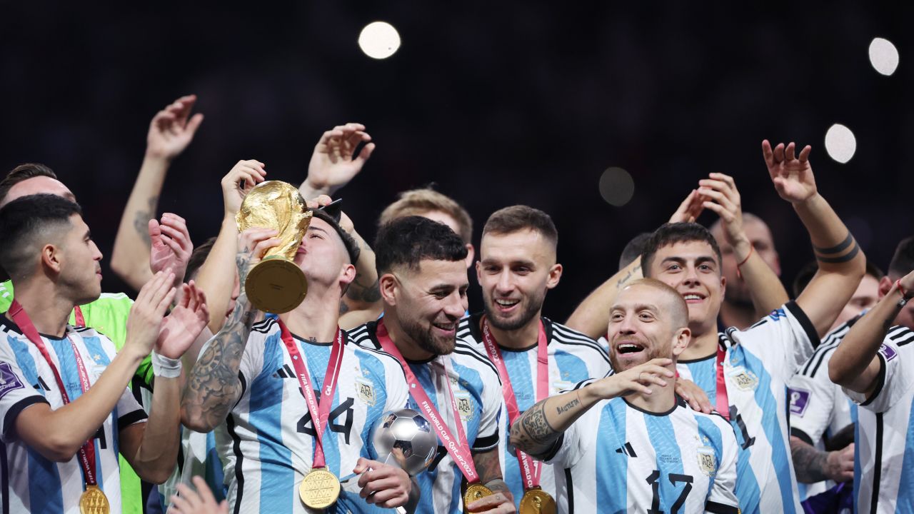 Argentina's players were overcome by emotion after lifting the World Cup trophy. 