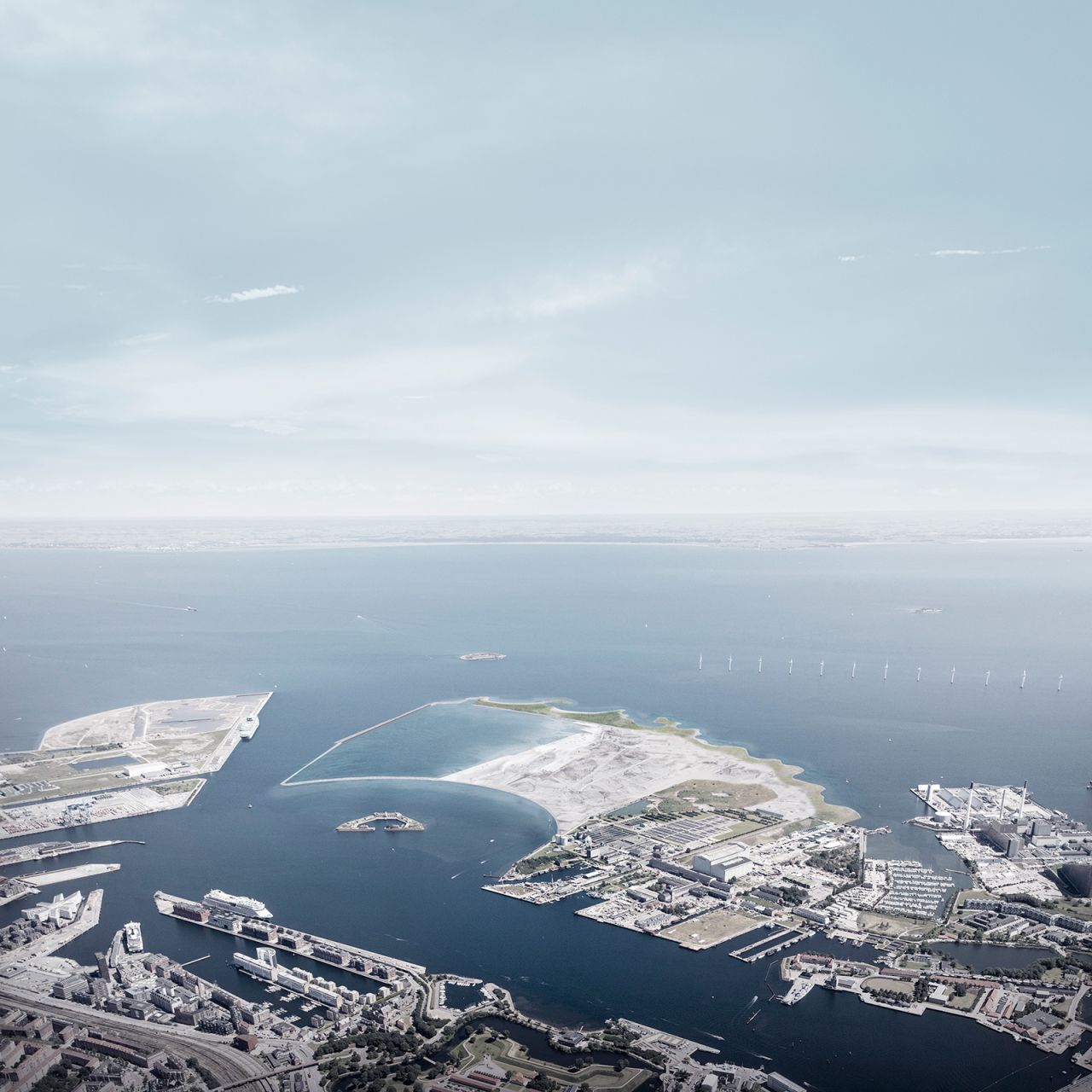 An artificial coastline will face out into the Øresund.