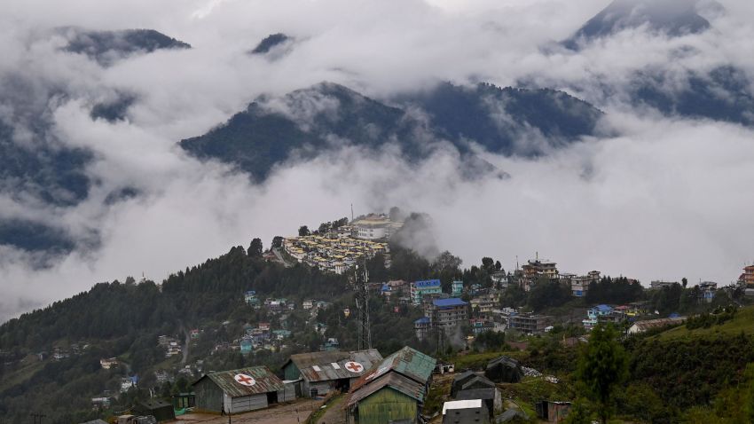 This general view shows a monastery in Tawang near the Line of Actual Control (LAC), neighbouring China, in the northeast Indian state of Arunachal Pradesh on October 20, 2021. (Photo by Money SHARMA / AFP) (Photo by MONEY SHARMA/AFP via Getty Images)