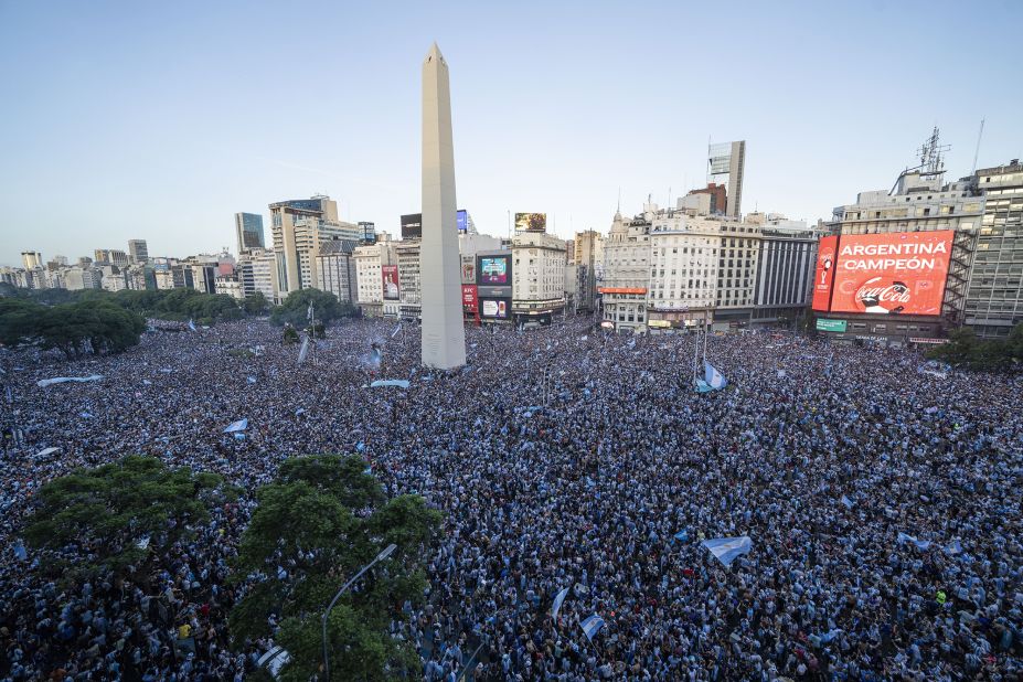 Argentina fans celebrate in Buenos Aires.