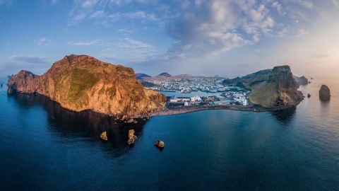 Vestmannaeyjar Iceland sunset over the sea