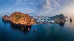 Vestmannaeyjar Iceland sunset over the sea