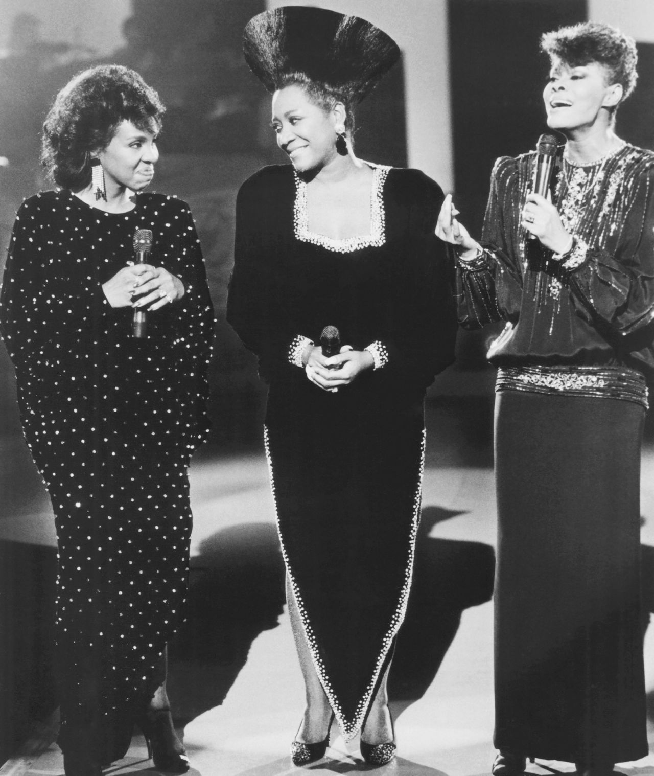 From left, Knight, Patti LaBelle and Warwick perform during "Sisters In The Name of Love," an award-winning concert special that debuted in 1986. 
