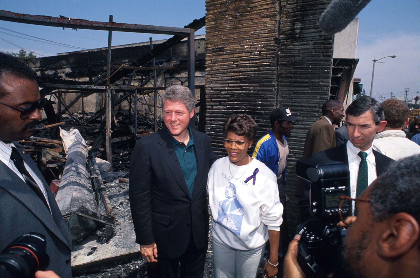 Presidential candidate Bill Clinton stands with Warwick in Los Angeles in May 1992.