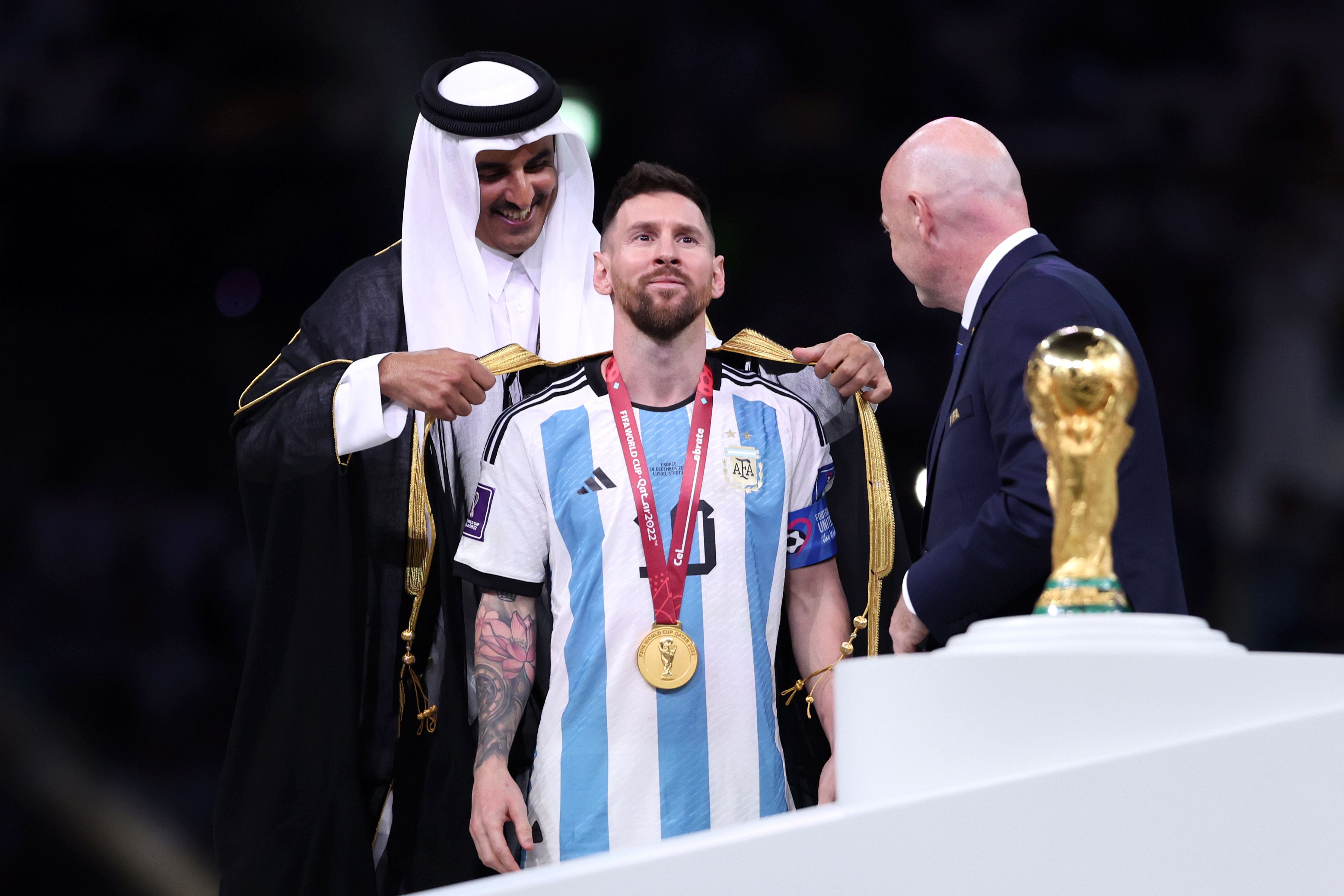 Reaction to Lionel Messi wearing a bisht while lifting the World