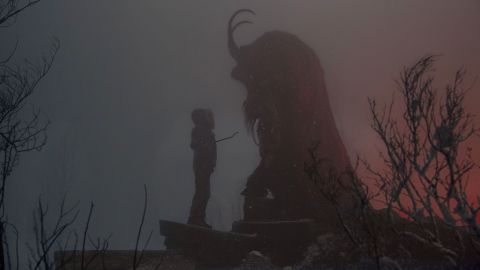 Emjay Anthony confronts 'Krampus,' from 2015.