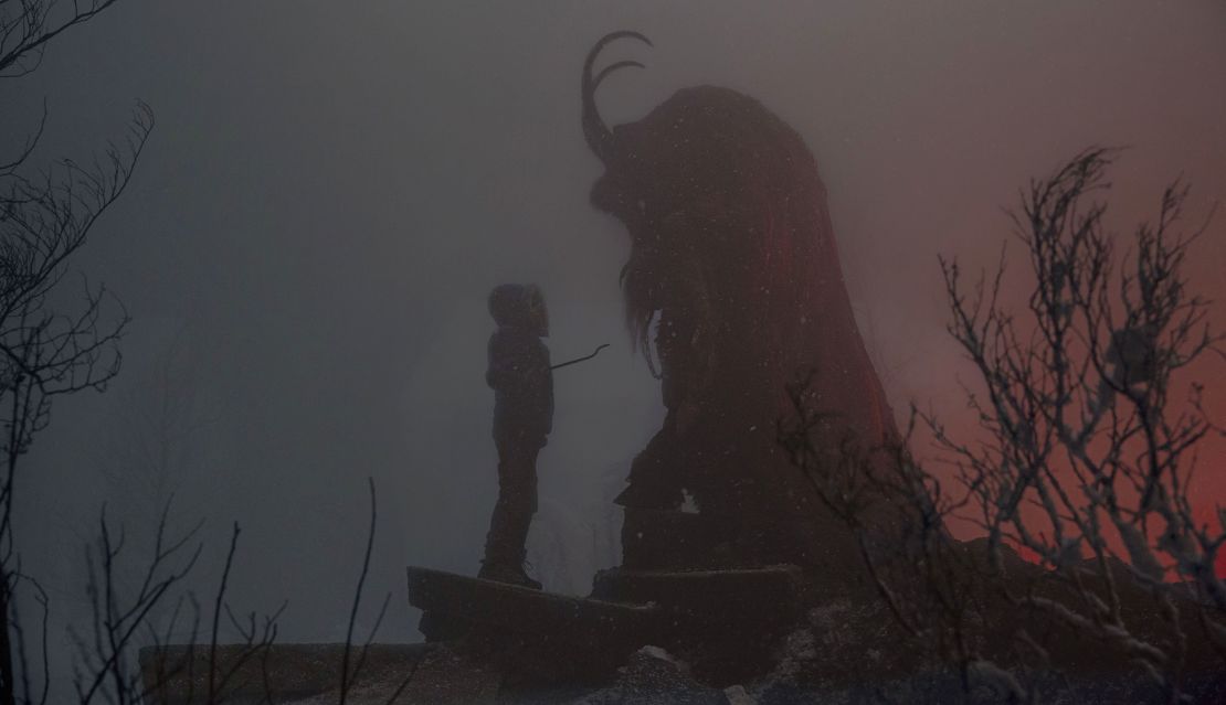 Emjay Anthony confronts 'Krampus,' from 2015.