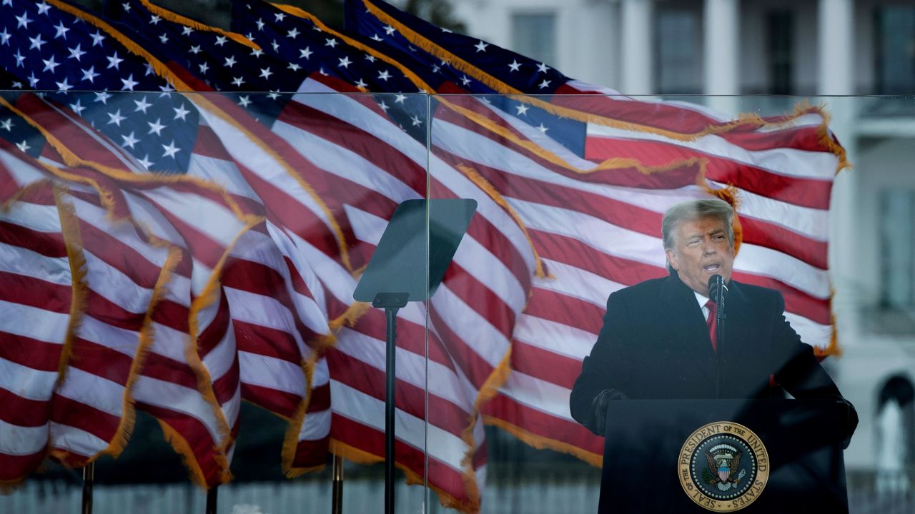 President Donald Trump speaks to supporters from The Ellipse near the White House in Washington in this January 6, 2021 file photo.