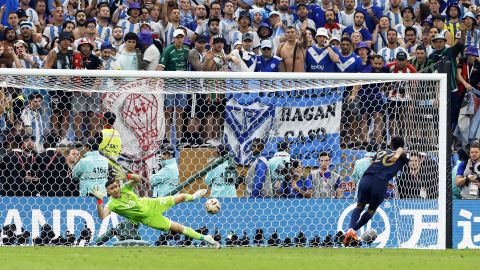 Coman has his penalty saved during the penalty shootout at the end of the World Cup final. 