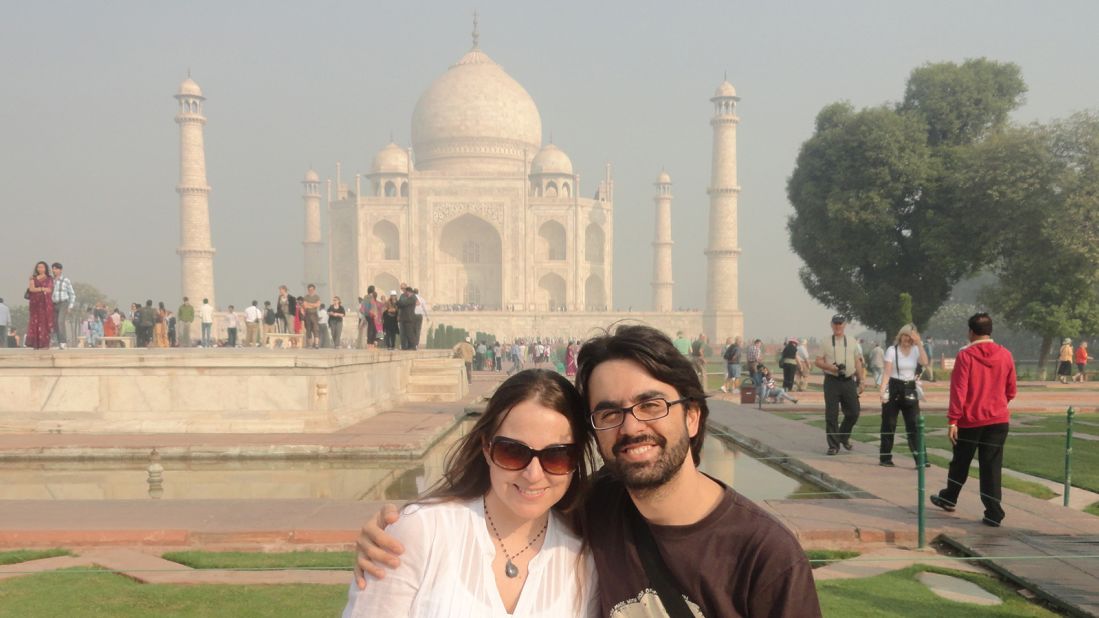 <strong>Honeymooning: </strong>After the wedding, Catalina and Mauricio went on a three month long backpacking honeymoon, stopping off at destinations including the Taj Mahal in India, pictured.