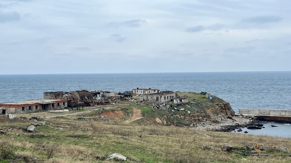 The scenes of wreckage on Snake Island.