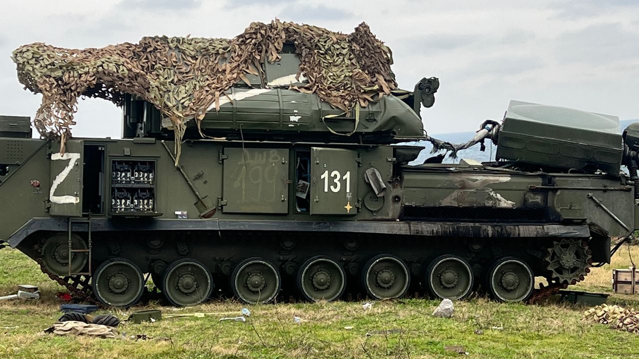A Russian "Tor" missile system on the island. Russians troops disabled it before leaving.